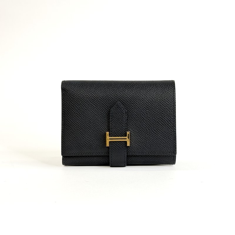 エルメス ベアン コンパクトウォレット 黒（ゴールド金具） 中古 鑑定済み